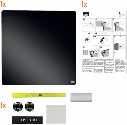 Tabla patrata, plastic, 36x36 cm, magnetica, include marker si magneti, negru NOBO