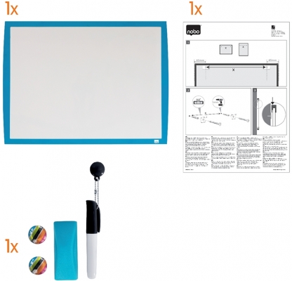 Tabla Joy, plastic, 43x58.5 cm, magnetica, include marker, burete si magneti, alb, rama albastra NOBO