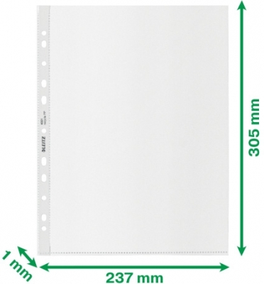 Folie de protectie Leitz Recycle, PP, 90% reciclat, reciclabil, A4 Maxi, 100 mic, 25 buc/ set, standard