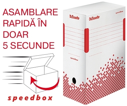 Cutie depozitare si arhivare Speedbox, carton reciclat si reciclabil, 150 mm, alb 25 buc/set Esselte