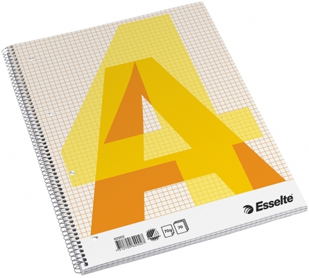 Caiet de birou, carton, certificare Nordic Swan, reciclabil, A4, 70 coli, cu spira, matematica, Esselte