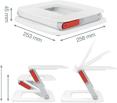 Suport ergonomic Ergo, pentru laptop, ajustabil, alb Leitz 