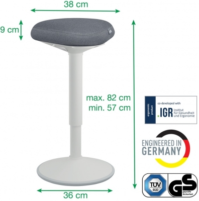 Scaun ergonomic Leitz Ergo, pozitie sezut/ in picioare, inaltime reglabila (57-82 cm), gri-pastel