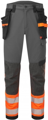 Pantaloni cu buzunare Holster detasabile, Clasa 1, Portocaliu/Gri, Regular, Portwest EV4