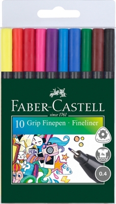 Liner 0.4 mm Grip 10 culori/set Faber-Castell