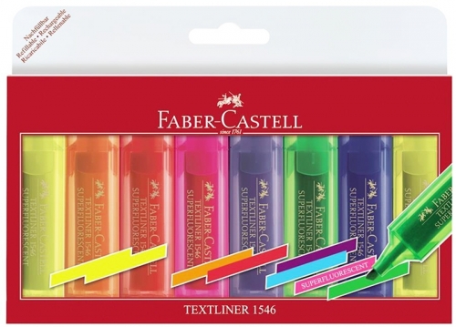 Textmarker Superfluorescent 1546, 8 culori/set Faber-Castell