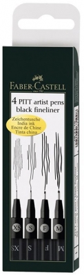 Liner Pitt Artist Caligrafic Negru 4 buc/set Faber-Castell