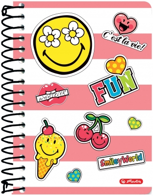 Caiet cu spira 10x14 cm 200 file SmileyWorld Girly Herlitz