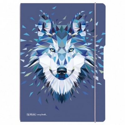 Caiet My.Book Flex A4, 2x40 file, 80 g/mp, dictando si matematica, Wild Animal wolf, Herlitz