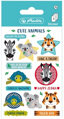 Autocolante motiv Cute Animals, 3 buc/set, Herlitz 