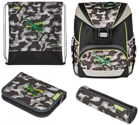 Ghiozdan echipat Ultralight Plus, Camo Dragon, Herlitz