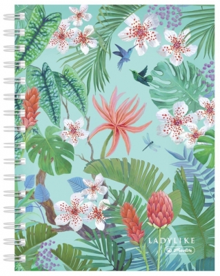 Caiet A5 cu spira dubla, 100 file, mix patratele, Ladylike, Jungle, Herlitz