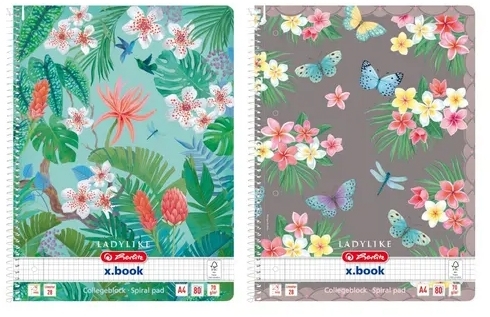 Caiet A4 cu spira simpla, 80 file, mix patratele, Ladylike, asortat, Herlitz