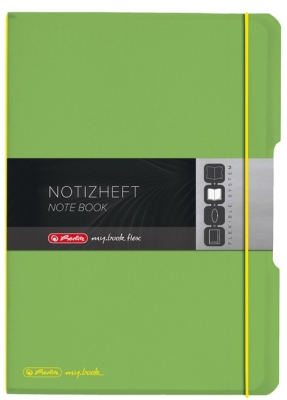 Caiet My.book Flex A5, 40 file, patratele, verde transparent, Herlitz