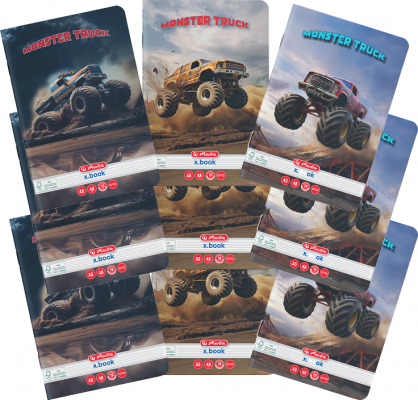 Caiet A5, 48 file, dictando, colturi rotunjite, Monster Truck, 10 buc/set Herlitz 