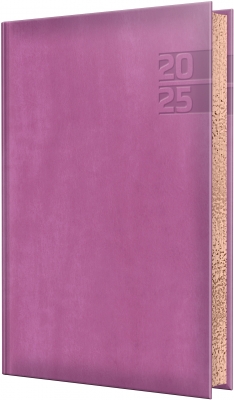 Agenda Herlitz datata 2025, A5, 352 pagini, Premium Deluxe Narni, culoare roz cu margine aurie