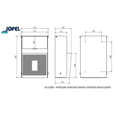 Cos de gunoi metal de perete cu scrumiera si sertar pivotant Portland Jofel 