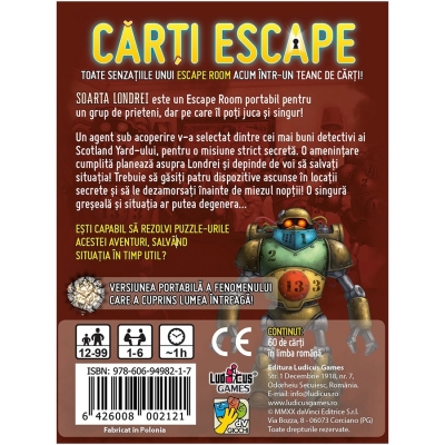 Joc de carti Escape, Soarta Londrei, dv Giochi 