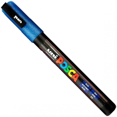 Marker pensula cu vopsea PC-3ML Posca, varf 0.9 - 1.3 mm, cu sclipici, Uni-Ball 