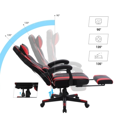 Scaun gaming ergonomic, rosu-negru Songmics 