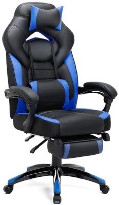 Scaun gaming ergonomic, albastru-negru Songmics 