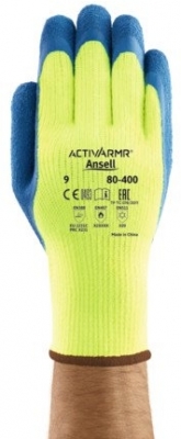 Manusi Hi-Vis cu captuseala termica ACTIVARMR 80-400, galben/albastru, Ansell