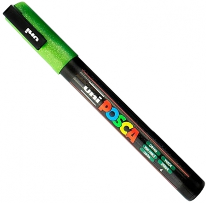 Marker pensula cu vopsea PC-3ML Posca, varf 0.9 - 1.3 mm, cu sclipici, Uni-Ball 