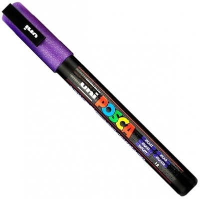 Marker pensula cu vopsea PC-3ML Posca, varf 0.9 - 1.3 mm, cu sclipici, Uni-Ball 