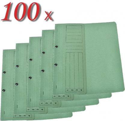 Dosar carton color, verde, cu capse, coperta 1/2, tip L, 100 buc/set