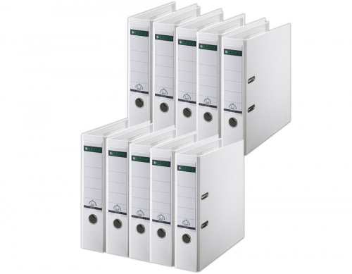 Biblioraft 180°, PP, partial reciclat, certificare FSC, A4, 80 mm, alb, 10 buc/set Leitz