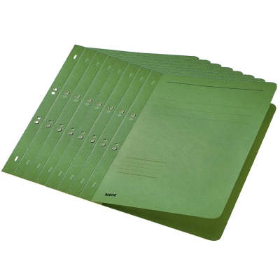 Dosar carton color, cu capse, coperta 1/1 verde 50 buc/set Leitz