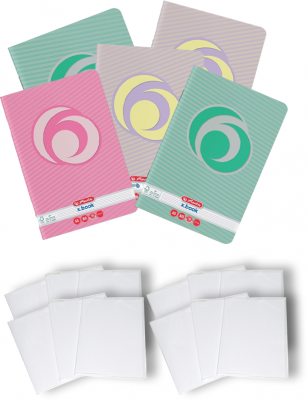 Pachet 5 caiete + coperti A5, 80 file, dictando, Rainbow, Herlitz