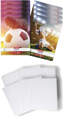 Pachet 10 caiete + coperti A5, 48 file, dictando, Fotbal Herlitz 