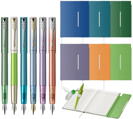 Set stilou Parker Vector XL cu Notes Velvet asortat si Martisor