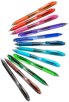 Roller cu gel EnerGel X, 0.7 mm, cu mecanism, 12 culori/set Pentel