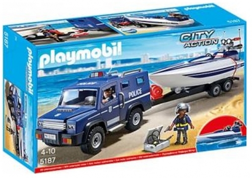 Camion De Politie Cu Barca Playmobil