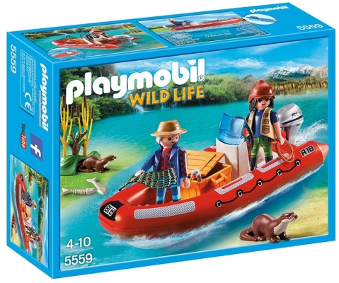 Barca gonflabila cu cercetatori Wild Life Playmobil