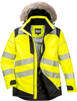 Jacheta Parka de iarna Hi-Vis PW3, Galben/Negru, Portwest 