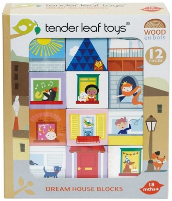 Cuburi din lemn Casa Visurilor, 12 buc, Tender Leaf Toys 