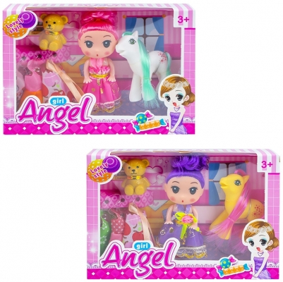 Papusica cu accesorii Girl Angel, in cutie 