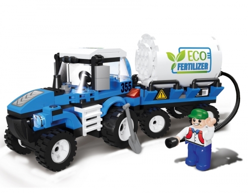 Joc constructie Blocki My Farm, Tractor cu cisterna, 170 Piese