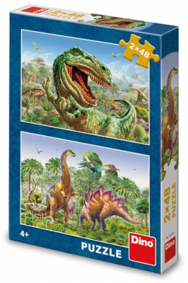 Puzzle dinozauri, 2x48 piese