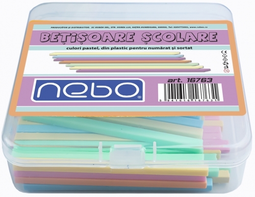 Betisoare din plastic, scolare, Nebo, culori pastel, 100 buc/set