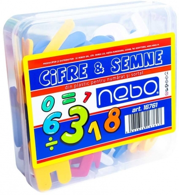 Cifre si semne din plastic, Nebo, 90 buc/set