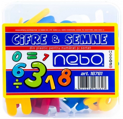 Cifre si semne din plastic, Nebo, 90 buc/set