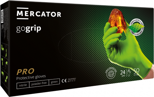 Manusi nitril nepudrate verzi GOGRIP 50buc/cut Mercator