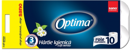 Hartie igienica, 3 straturi, 10 role/set, Sano Optima Towel