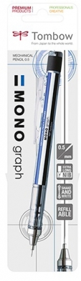 Creion mecanic 0.5 mm, Mono Graph, White/Blue/Black Tombow