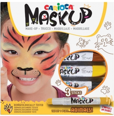 Tempera solida Mask-Up Animals 3/set Carioca