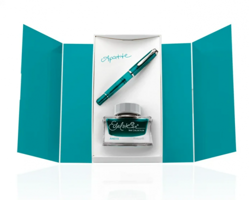 Set stilou classic M205 Editie specila Apatite M, cu calimara cernala Edelstein apatite, Pelikan